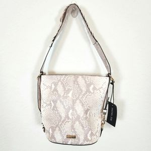 Rachel Zoe | NWT Livia Snakeskin Bucket Bag Open Natural